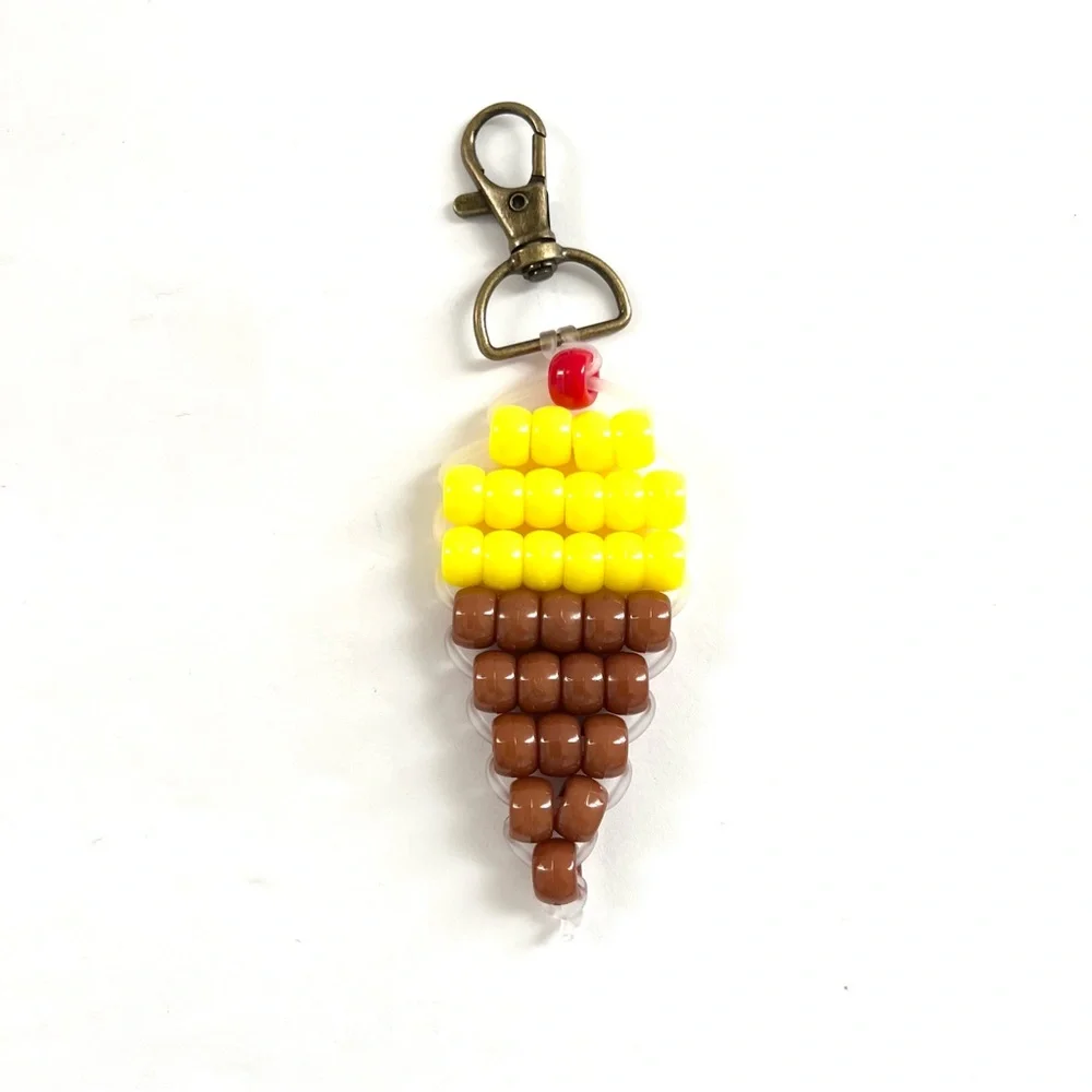 Handmade Ice Cream Pony Bead Keychain | Cute Bag Charm